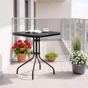 Kvadratni vrtni stol 60 x 60 cm s kaljenim staklom - crni