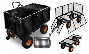 Crna vrtna kolica na napuhanim kotačima 3 u 1 – nosivost 350 kg