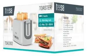 Toster Teesa TSA3302 850W - 2 Režnja, 7 Stupnjeva Prženja, Nehrđajući Čelik, Crni