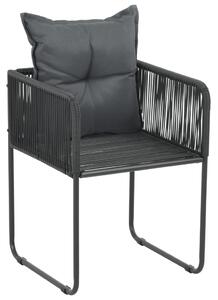 VidaXL Vrtne stolice s jastucima od poliratana 2 kom crne