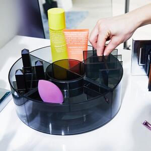 Mat crni kupaonski kozmetički organizator od reciklirane plastike Cosmetic Carousel - iDesign