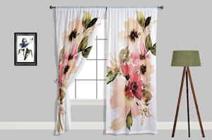 Bijelo-roze zavjese u setu od 2 kom 140x240 cm Pastel Flowers - Oyo home