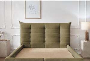 Tamno zeleni tapecirani bračni krevet s prostorom za pohranu s podnicom 160x200 cm Clothilde – Bobochic Paris