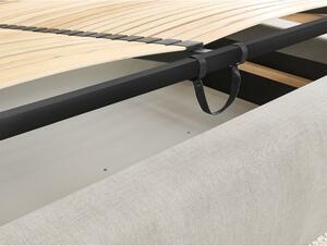 Bež tapecirani bračni krevet s prostorom za pohranu s podnicom 160x200 cm Jagna – Bobochic Paris