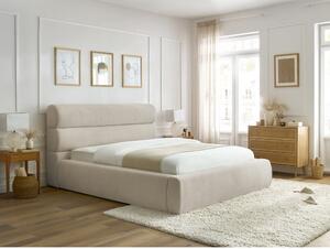 Bež tapecirani bračni krevet s prostorom za pohranu s podnicom 180x200 cm Jagna – Bobochic Paris