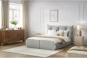 Svijetlo sivi tapecirani bračni krevet s prostorom za pohranu s podnicom 180x200 cm Clothilde – Bobochic Paris