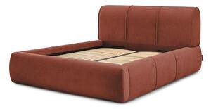 Narančasti tapecirani bračni krevet s prostorom za pohranu s podnicom 160x200 cm Vernon – Bobochic Paris