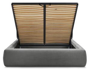 Sivi tapecirani bračni krevet s prostorom za pohranu s podnicom 160x200 cm Vernon – Bobochic Paris