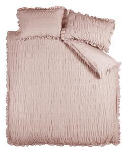 Ružičasta posteljina za bračni krevet od krepa 200x200 cm Seersucker Frill – Catherine Lansfield