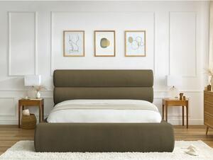 Tamno zeleni tapecirani bračni krevet s prostorom za pohranu s podnicom 160x200 cm Jagna – Bobochic Paris