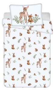 Bijela/smeđa pamučna dječja posteljina za dječji krevetić 100x135 cm Forest Animals – Jerry Fabrics