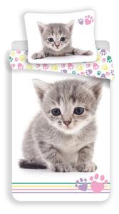 Bijela pamučna dječja posteljina za krevet za jednu osobu 140x200 cm Kitten "Colour" – Jerry Fabrics