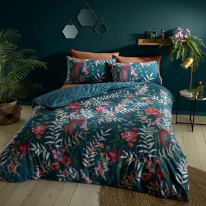 Zelena posteljina za krevet 135x200 cm Tropical Floral Birds - Catherine Lansfield