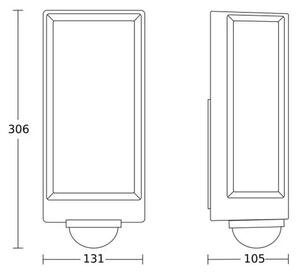 LED VANJSKA ZIDNA SVJETILJKA SENZOR I BLUETOOTH L 42 SC ANTRACIT 13W 3000K 889lm L42 SC ANT