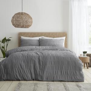 Siva posteljina za krevet 135x200 cm Seersucker - Catherine Lansfield