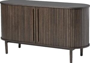 Smeđa komoda u dekoru hrasta s kliznim vratima 140x76x45 cm Meta – Unique Furniture