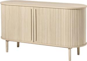 Komoda u dekoru hrasta s kliznim vratima u prirodnoj boji 140x76x45 cm Meta – Unique Furniture