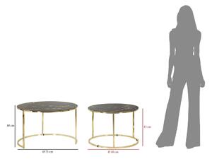 Set od 2 stolića za kavu u crno-zlatnoj boji Mauro Ferretti Simple