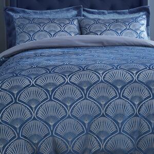 Plava posteljina za bračni krevet 200x200 cm Art Deco Pearl - Catherine Lansfield