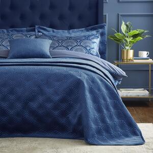 Plavi prekrivač za bračni krevet 220x230 cm Art Deco Pearl - Catherine Lansfield