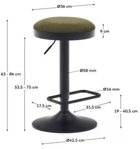 Tamno zelene podstavljene barske stolice u setu podesive visine 2 kom (visine sjedala 53,5 cm) Zaib – Kave Home
