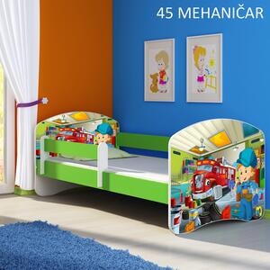 Dječji krevet ACMA s motivom, bočna zelena 140x70 cm 45 Mehaničar