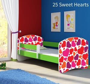 Dječji krevet ACMA s motivom, bočna zelena 140x70 cm 25 Sweet hearts