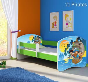 Dječji krevet ACMA s motivom, bočna zelena 140x70 cm 21 Pirates