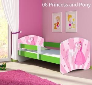 Dječji krevet ACMA s motivom, bočna zelena 140x70 cm 08-princess-with-pony