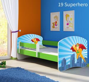 Dječji krevet ACMA s motivom, bočna zelena 160x80 cm 19-superhero