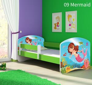 Dječji krevet ACMA s motivom, bočna zelena 140x70 cm 09 Mermaid