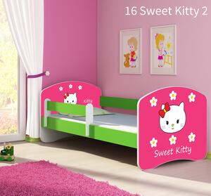 Dječji krevet ACMA s motivom, bočna zelena 140x70 cm 16-sweet-kitty-2