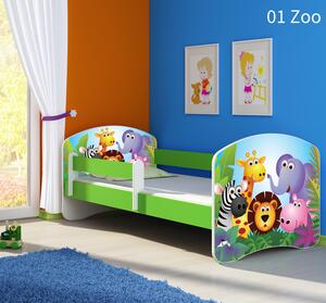 Dječji krevet ACMA s motivom, bočna zelena 140x70 cm 01-zoo