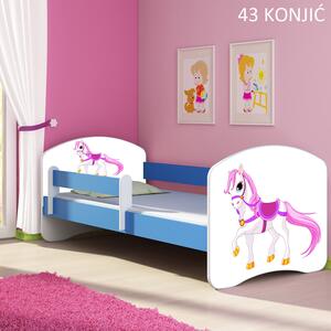 Dječji krevet ACMA s motivom, bočna plava 140x70 cm 43 Konjić