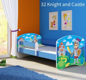 Dječji krevet ACMA s motivom, bočna plava 140x70 cm 32 Knight