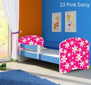 Dječji krevet ACMA s motivom, bočna plava 140x70 cm 23 Pink Daisy