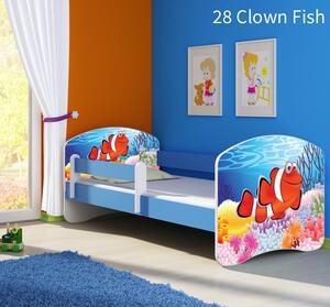Dječji krevet ACMA s motivom, bočna plava 140x70 cm 28 Clown Fish
