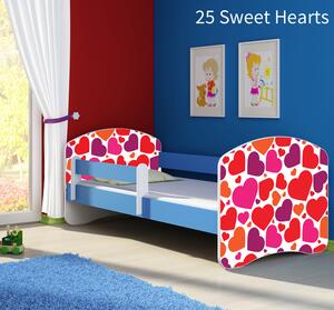 Dječji krevet ACMA s motivom, bočna plava 140x70 cm 25 Sweet hearts
