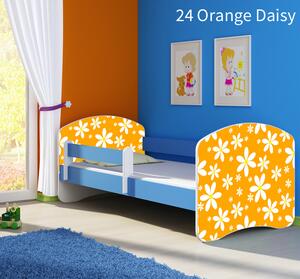Dječji krevet ACMA s motivom, bočna plava 140x70 cm 24-orange-daisy