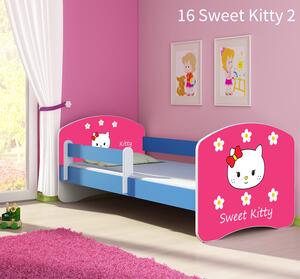 Dječji krevet ACMA s motivom, bočna plava 140x70 cm 16 Sweet Kitty 2