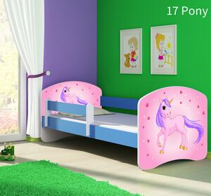 Dječji krevet ACMA s motivom, bočna plava 160x80 cm 17-pony