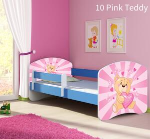 Dječji krevet ACMA s motivom, bočna plava 140x70 cm 10 Pink Teddy Bear
