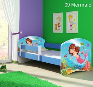 Dječji krevet ACMA s motivom, bočna plava 160x80 cm 09-mermaid