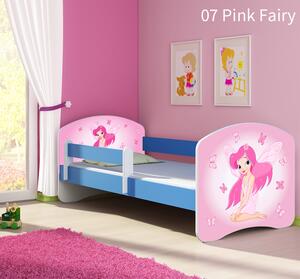 Dječji krevet ACMA s motivom, bočna plava 160x80 cm 07-pink-fairy
