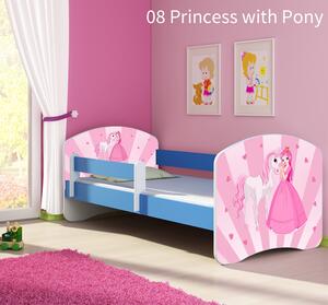 Dječji krevet ACMA s motivom, bočna plava 140x70 cm 08 Princess with Pony