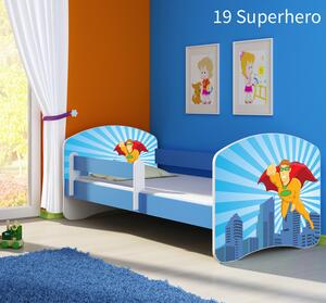 Dječji krevet ACMA s motivom, bočna plava 140x70 cm 19 Superhero