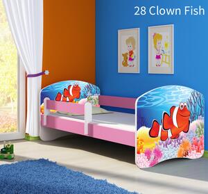 Dječji krevet ACMA s motivom, bočna roza 140x70 cm 28 Clown Fish