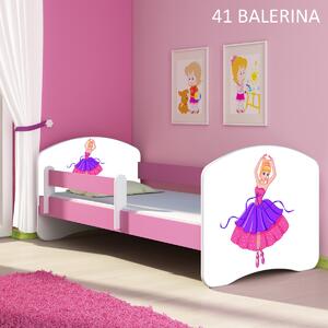 Dječji krevet ACMA s motivom, bočna roza 140x70 cm 41 Balerina