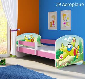 Dječji krevet ACMA s motivom, bočna roza 140x70 cm 29 Aeroplane