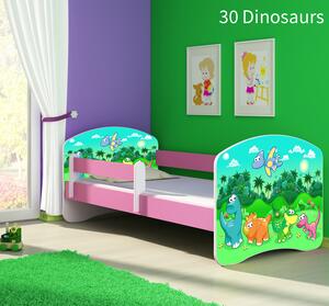 Dječji krevet ACMA s motivom, bočna roza 160x80 cm 30-dinosaurs